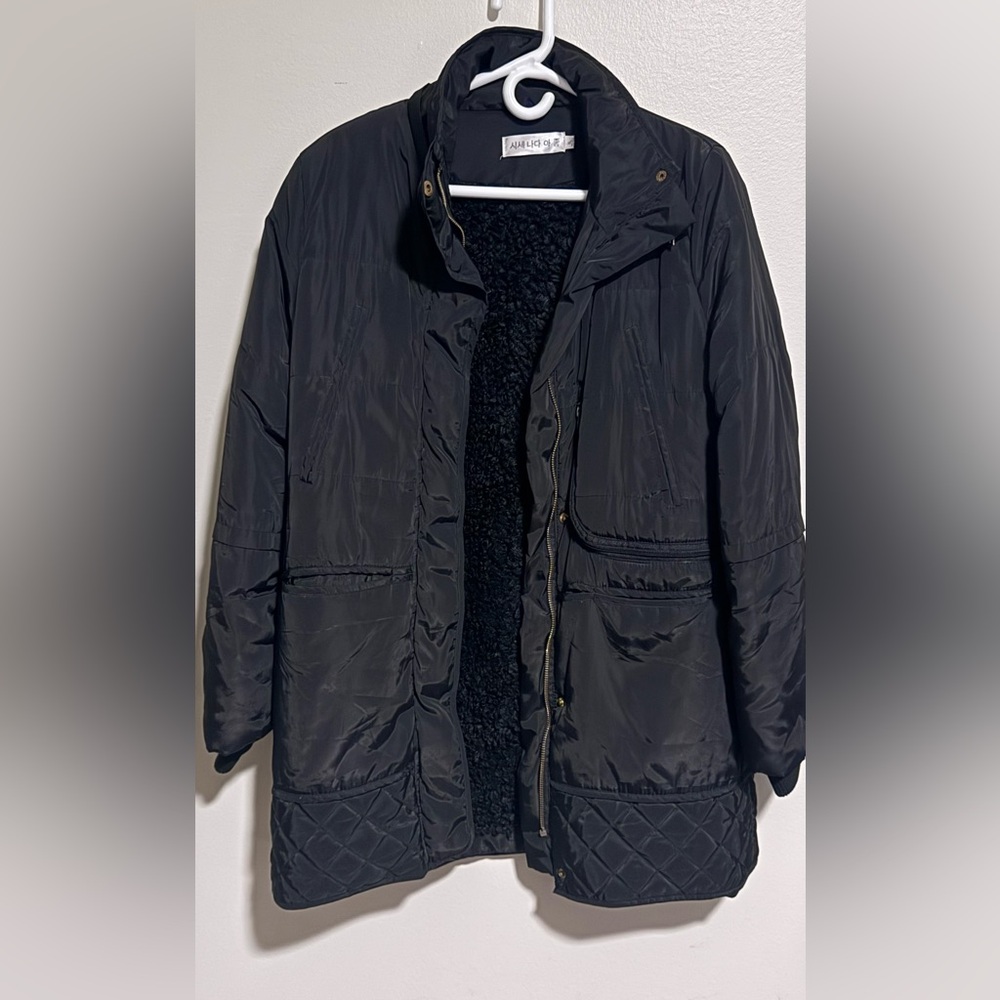 Black Quilted Long Coat